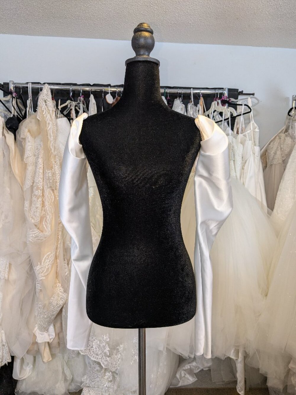 Ivory Satin Detachable Bridal Sleeves Pearl Button Wedding